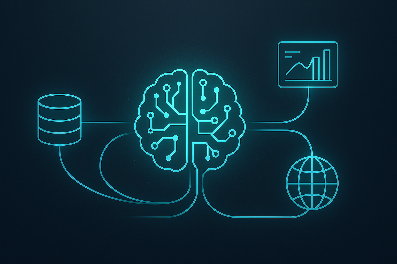 Abstract illustration of AI, data, and systems